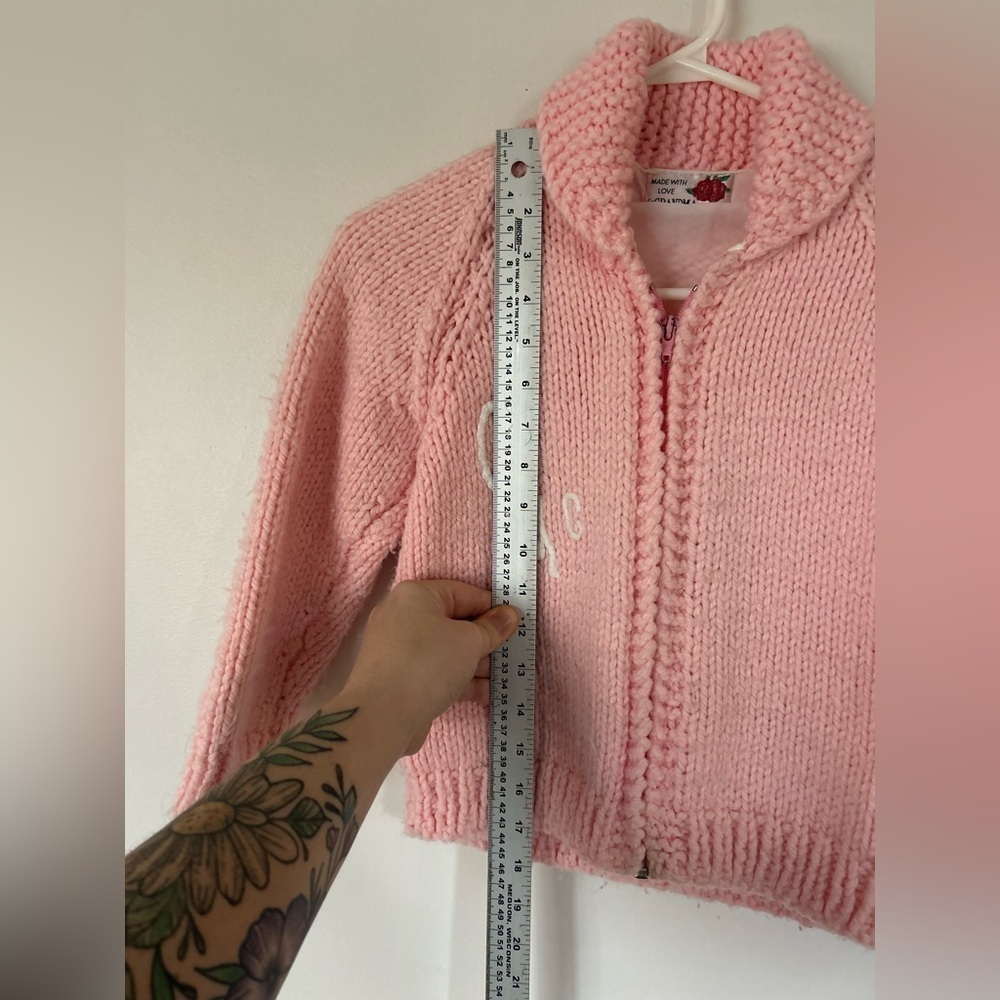 Vintage Child's Cowichan-Style Handknit Kitty- Button Up Handmade Sweater - Picture 3 of 7